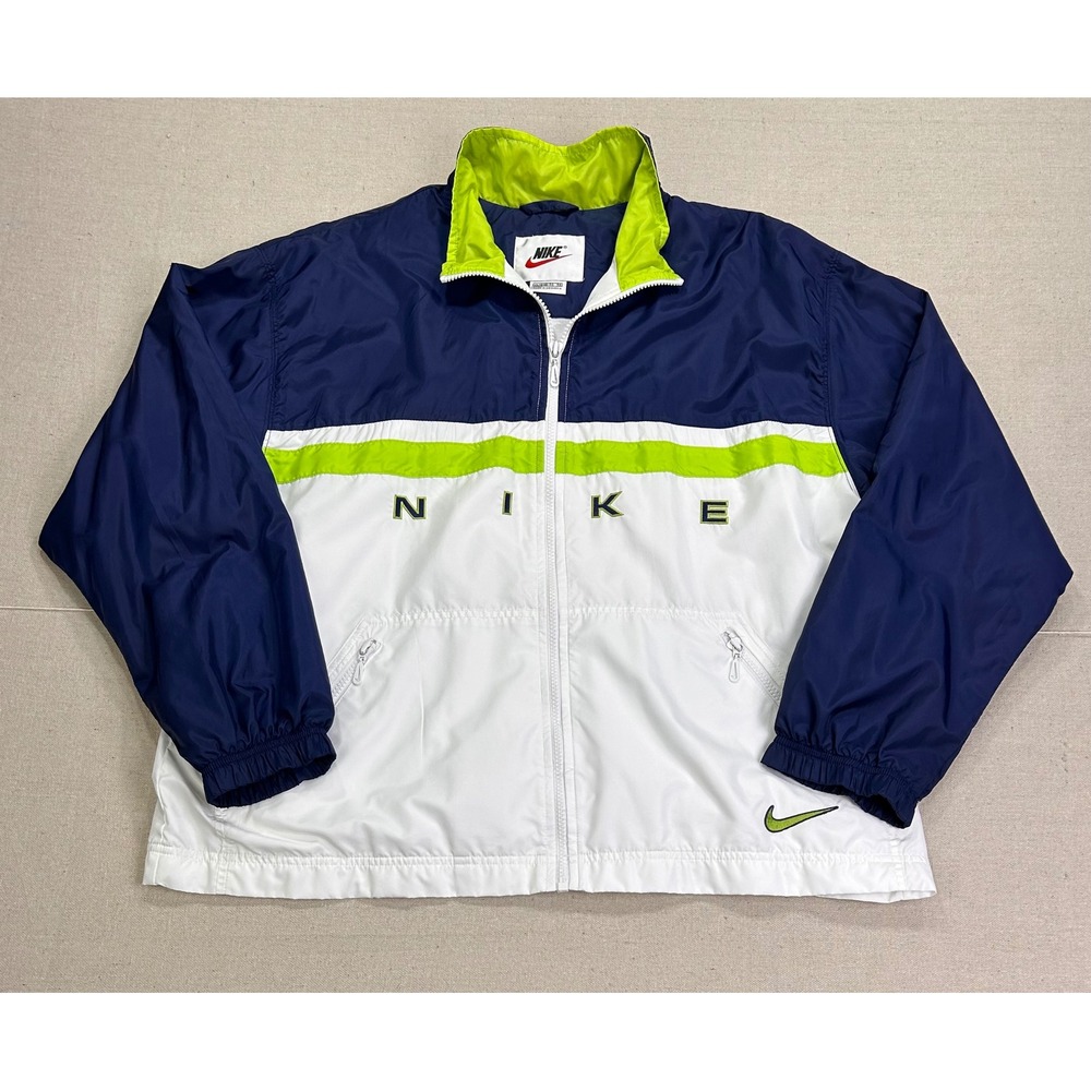 Vintage Nike Windbreaker Jacket Mens XL Cloth Liner Colorblock Full Zip